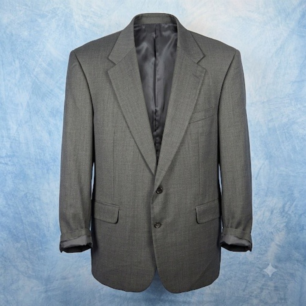 Oscar de la Renta Mens Blazer 46R Gray 100% Wool 2 Button Sport Coat 5136AX